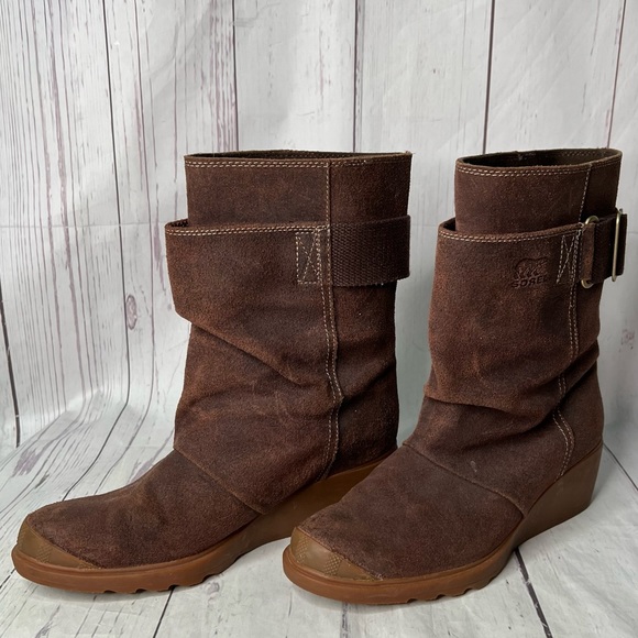 Sorel Womens 8 Brown Suede Toronto Wedge Midcalf Waterproof Boots NL2117-248 - Picture 9 of 13